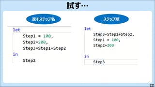 22
試す…
返すステップ名 ステップ順
 
