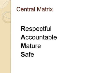 Central MatrixRespectfulAccountableMatureSafe