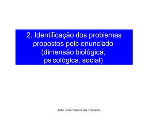 2. Identificação dos problemas propostos pelo enunciado  (dimensão biológica,  psicológica, social)  