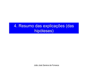 4. Resumo das explicações (das hipóteses) 