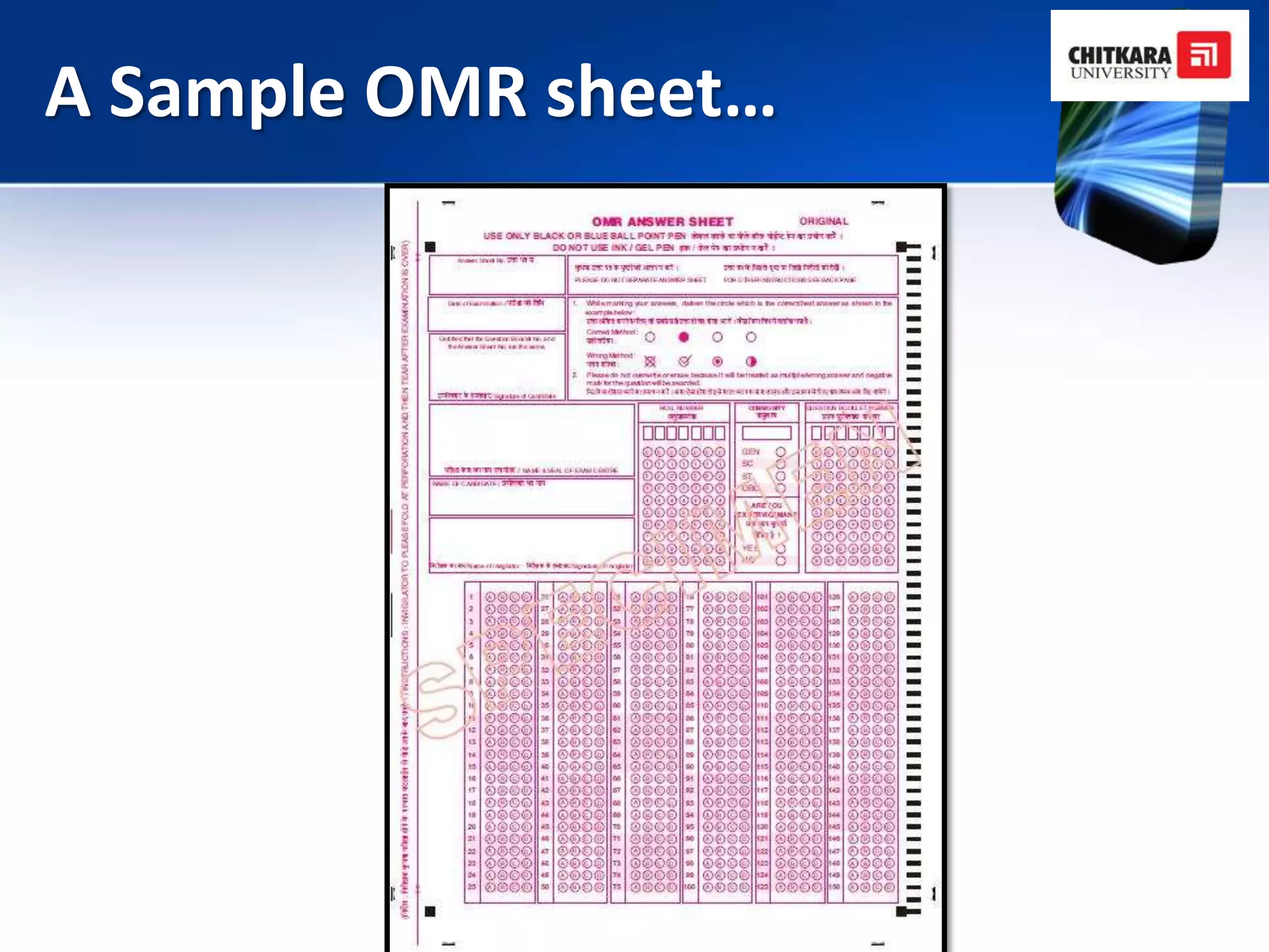 A Sample OMR sheet…
 