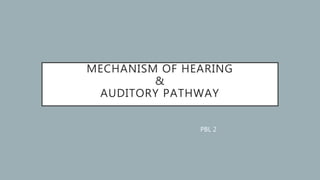 MECHANISM OF HEARING
&
AUDITORY PATHWAY
PBL 2
 