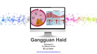 Kelompok 3
Dr. Wawan Susilo
Gangguan Haid
http://www.free-powerpoint-templates-design.com
 