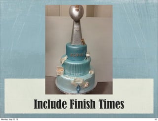 Include Finish Times
32Monday, July 22, 13
 