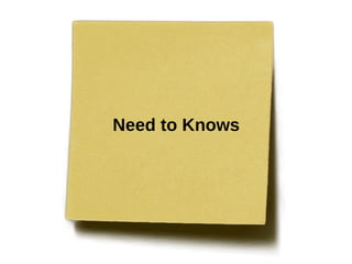 Need to Knows
 