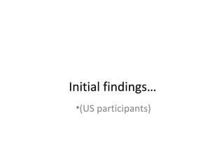 Initial findings…
•(US participants)
 