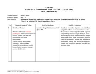 PBL Imam Ghozali PAI_ problem based learning | PDF