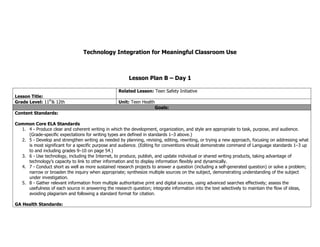 Technology Integration for Meaningful Classroom Use<br />Lesson Plan B – Day 1<br />,[object Object],Lesson Plan B – Day 2<br />,[object Object],Lesson Plan B – Day 3<br />,[object Object],Lesson Plan B – Day 4<br />,[object Object],Lesson Plan B – Day 5<br />,[object Object]