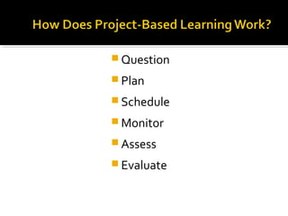  Question
 Plan
 Schedule
 Monitor
 Assess
 Evaluate
 