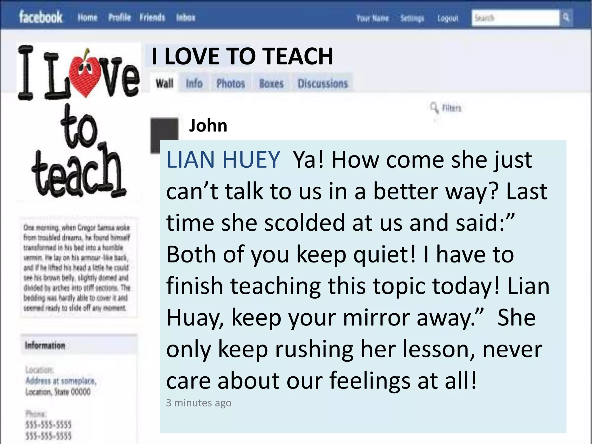 Good and Brophy (1977)A teacher expecting specific behaviour and achievement from a student will behave differently toward that student.Suggestions for Ms Jia:Don’t set low expectation for students.Encourage them while they are doing the right thing.