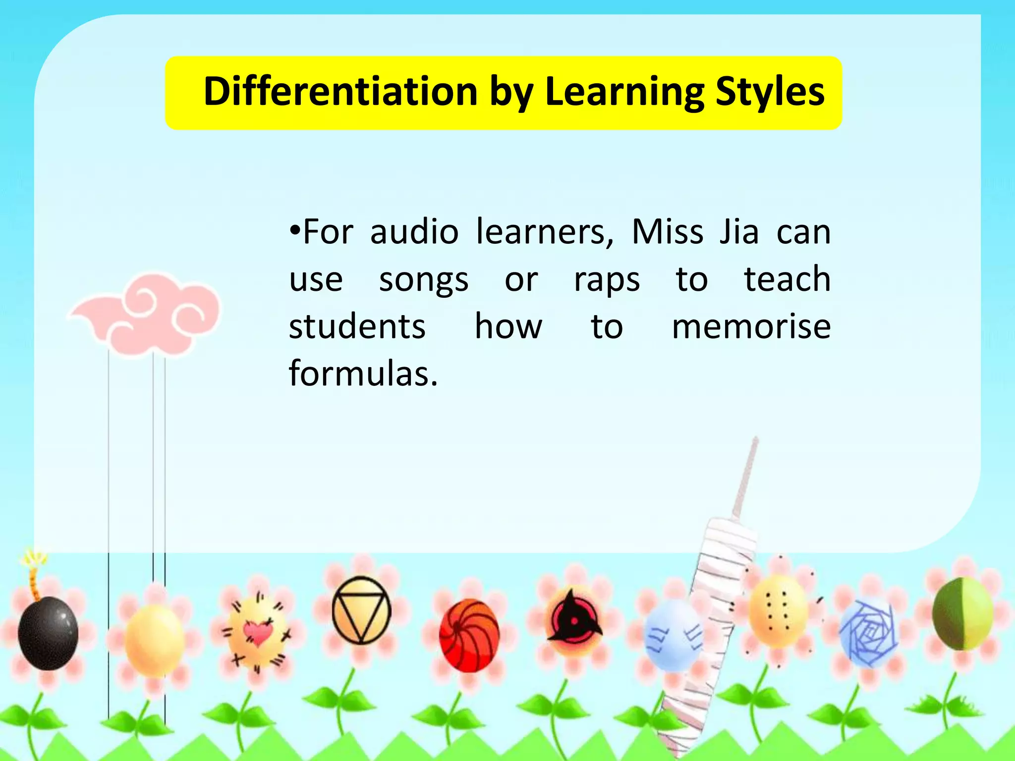 Differentiation LearningDifferentiation is based on recognizing the value and the worth that exist in each individual. It is concerned with the delivery of a curriculum that ensures relevant, stimulating, appropriate and challenging work for all students. 