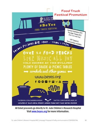 St. Jude Children’s Research Hospital IMC Campaign Proposal © firefly communications CONFIDENTIAL 98
Food Truck
Festival Promotion
 