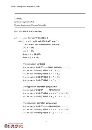 Modul Praktikum Pemrograman Berorientasi Objek (Chap.1-6) | PDF