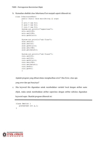 Modul Praktikum Pemrograman Berorientasi Objek (Chap.7) | PDF