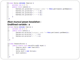 Akan muncul pesan kesalahan :
Undifined variable : a
 