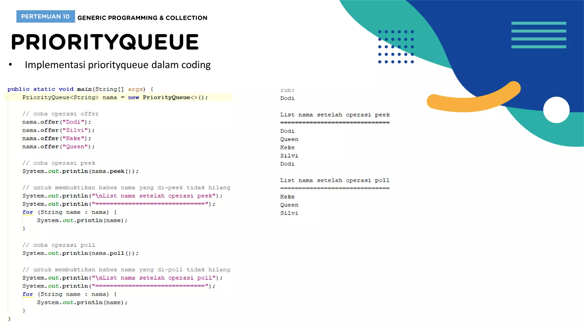 [PBO] Pertemuan 10 - Generic Programming & Collection | PDF