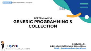 [PBO] Pertemuan 10 - Generic Programming & Collection | PDF