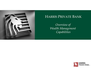H ARRIS  P RIVATE  B ANK Overview of  Wealth Management  Capabilities 