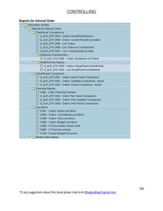 CONTROLLING
260
*If any suggestions about this book please mail to Bhagiradhap@gmail.com
Reports for Internal Order
 