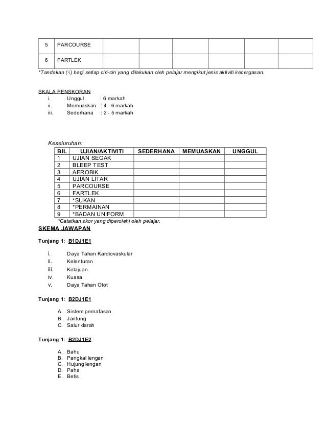 Pbs pjpk tingkatan 1 kecergasan