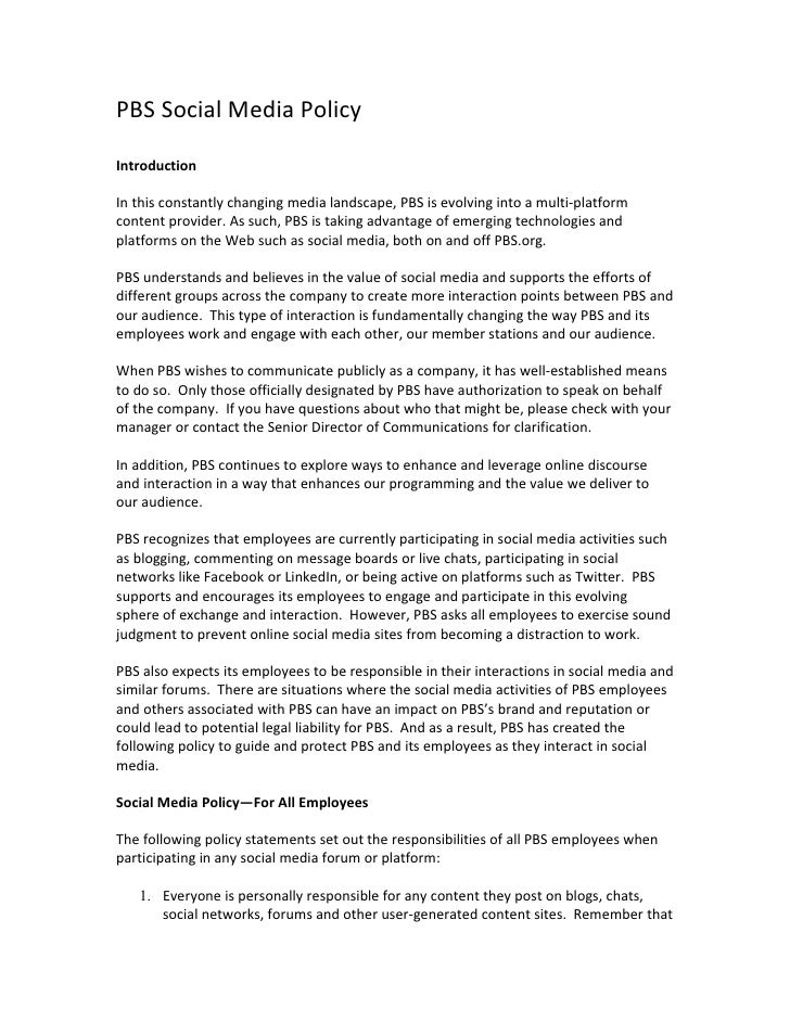 PBS Employee Social Media Policy