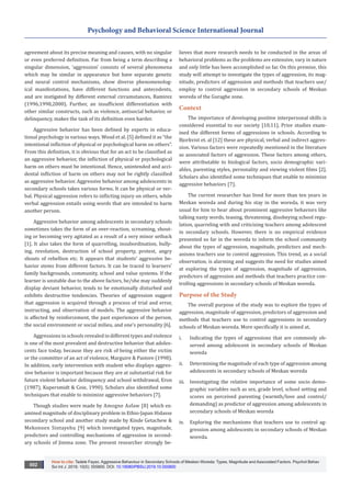 Aggressive Behavior in secondary schools | PDF