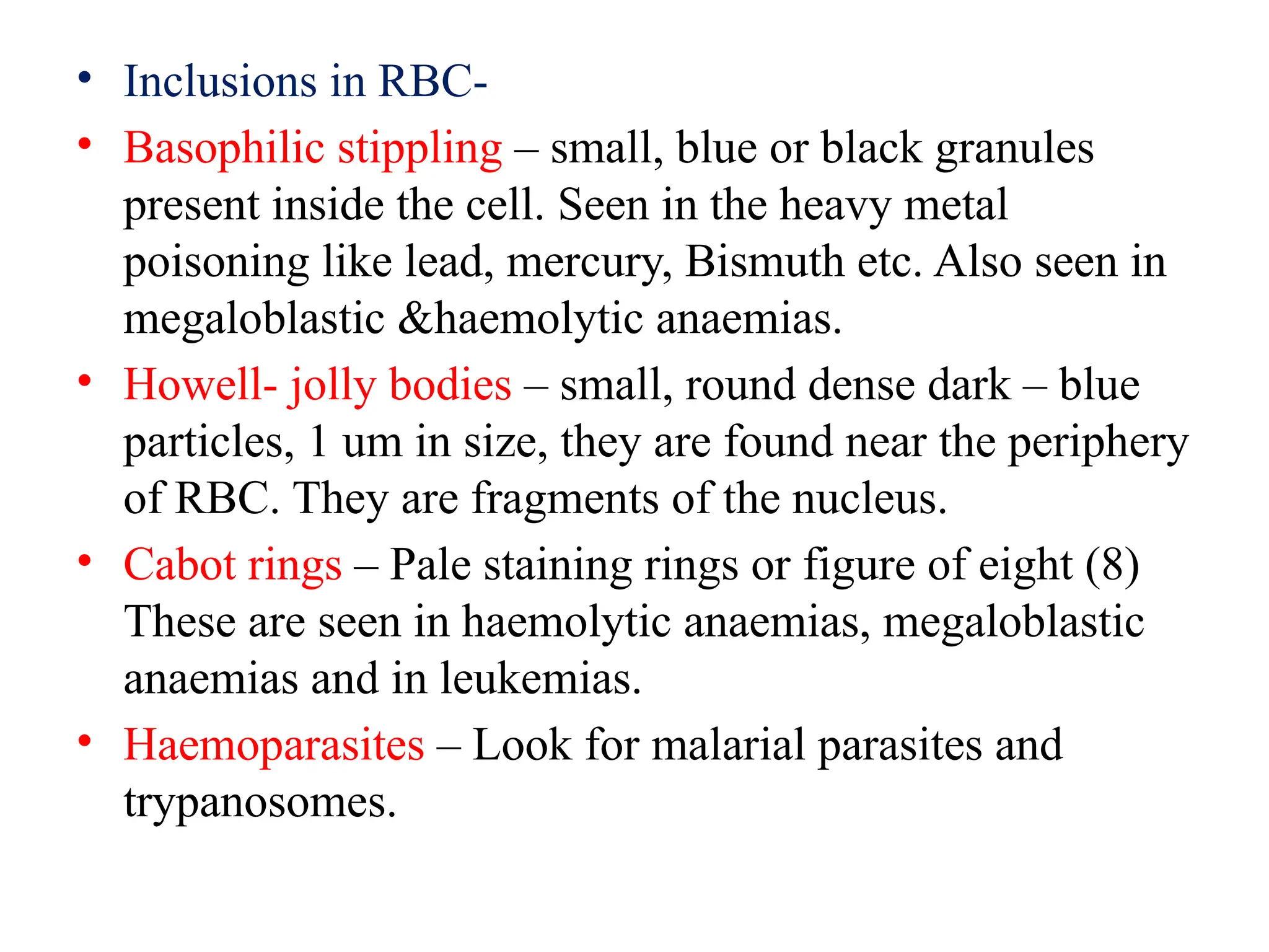 Small Inclusion On Rbc Peipheral blood smeasr and staining done | PPTX