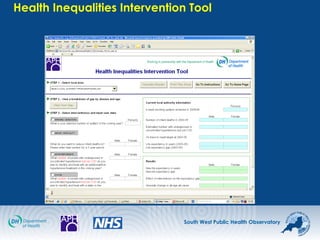 South West Public Health Observatory
Health Inequalities Intervention Tool
 