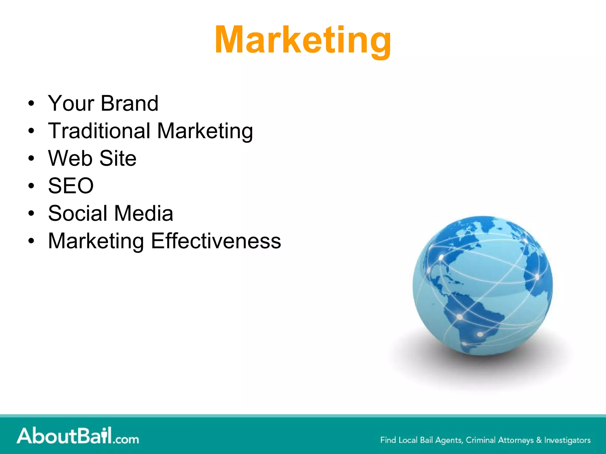 Marketing Your Brand Traditional Marketing Web Site SEO Social Media Marketing Effectiveness 