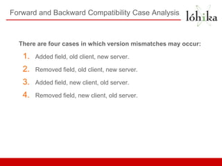 Forward and Backward Compatibility Case Analysis



  There are four cases in which version mismatches may occur:

   1.  ...