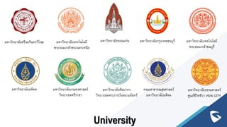 University
มหาวิทยาลัยเทคโนโลยี
พระจอมเกล้าพระนครเหนือ
มหาวิทยาลัยศรีนครินทรวิโรฒ มหาวิทยาลัยขอนแก่น มหาวิทยาลัยกรุงเทพธนบุรี มหาวิทยาลัยเทคโนโลยี
พระจอมเกล้าธนบุรี
มหาวิทยาลัยมหิดล มหาวิทยาลัยเกษตรศาสตร์
วิทยาเขตศรีราชา
มหาวิทยาลัยศิลปากร
วิทยาเขตพระราชวังสนามจันทร์
คณะสาธารณสุขศาสตร์
มหาวิทยาลัยมหิดล
มหาวิทยาลัยธรรมศาสตร์
ศูนย์ชีวิตชีวา VIVA CITY
 