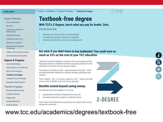@txtbks | sparcopen.org
www.tcc.edu/academics/degrees/textbook-free
 