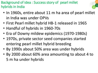 ICRISAT Governing Board 2019 PC meeting: Drylands in transition - Fast-track identification and upscalingof pearl millet hybrids in Sub-Sahelian Africa under Indo-African Public-Private Sector Partnership - by Dr SK Gupta and team
