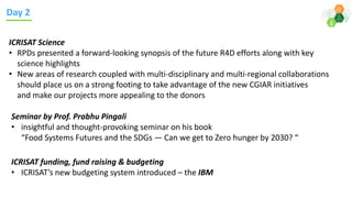 Update to ICRISAT Governing Board on Global Planning Meeting 4-8 February 2019 by Dr Kiran K Sharma