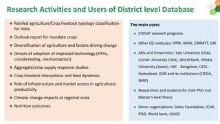 ICRISAT Governing Board 2019 PC meeting: District Level Database for India and Interactive Web Tool-by Dr S Nedumaran and team