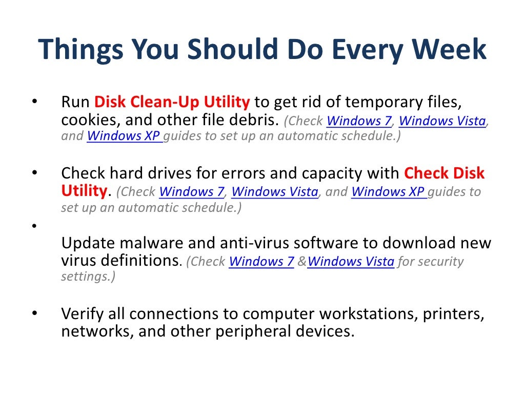Pc Preventative Maintenance Checklist