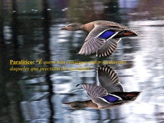 Paralítico: “É quem não consegue andar na direção
daqueles que precisam de sua ajuda”.
 