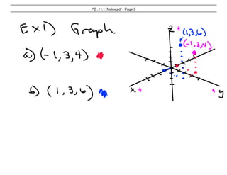 Pc 11.1 Notes 3-D Coordinate System