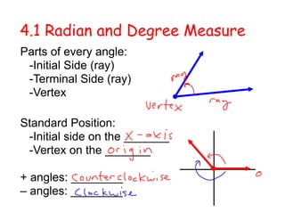 Initial Side Definition Math Pc 4.1 notes adians | PDF