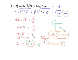 Ex. 3) Write 6–6i in trig form.
 