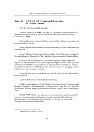WHO Framework Convention on Tobacco Control | PDF