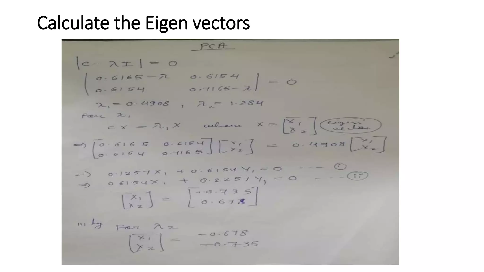 Calculate the Eigen vectors