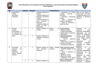 Programación anual de matemática de primer grado 2024 | DOC