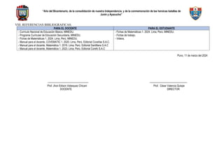 Programación anual de matemática de primer grado 2024 | DOC