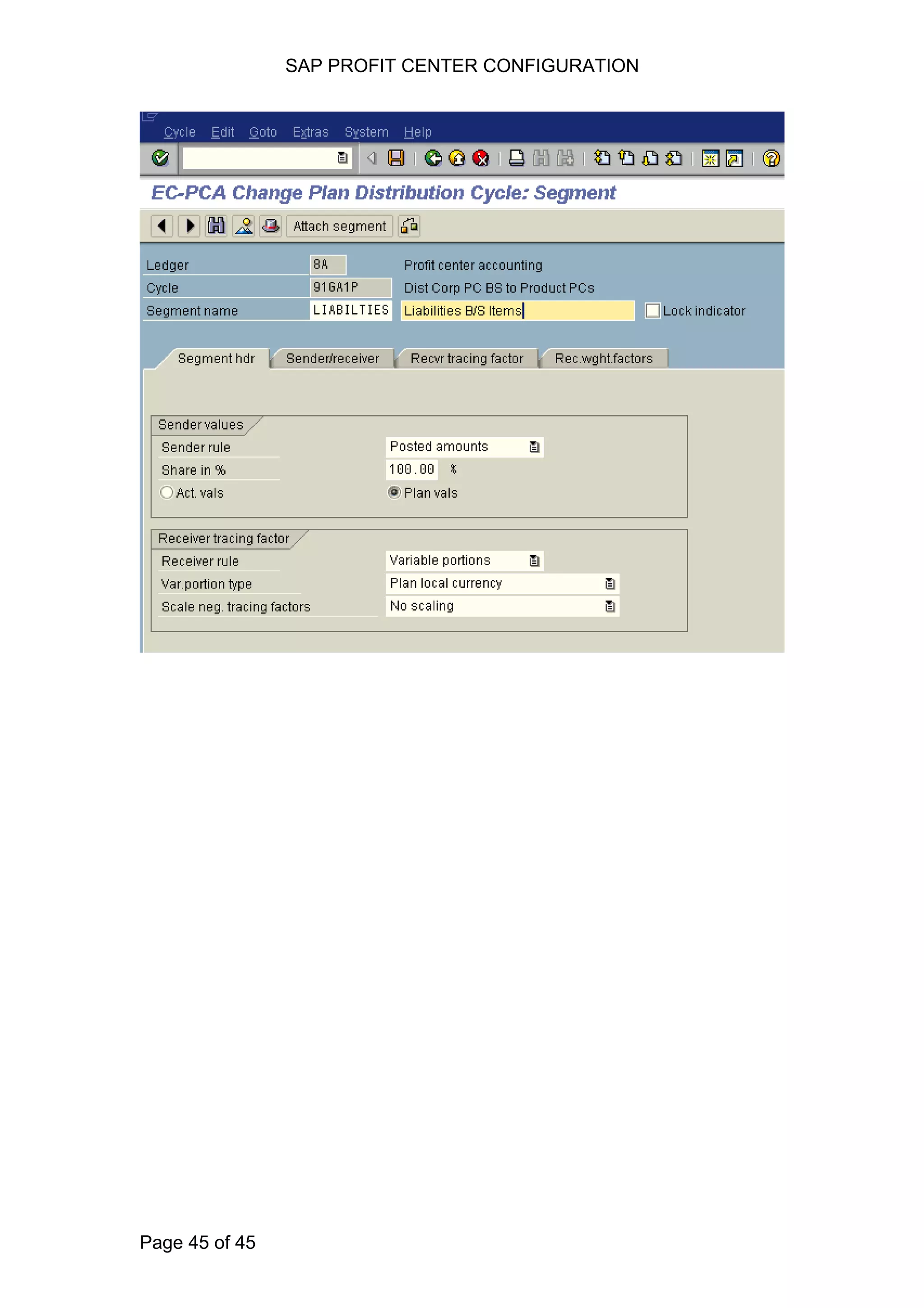 SAP PROFIT CENTER CONFIGURATION
Page 45 of 45
 