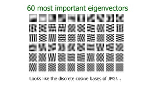 60 most important eigenvectors
Looks like the discrete cosine bases of JPG!...
 