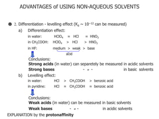 Leveling Effect Explained non aqueous titration, pharmaceutical and cosmetic analysis,Pca seminar ...