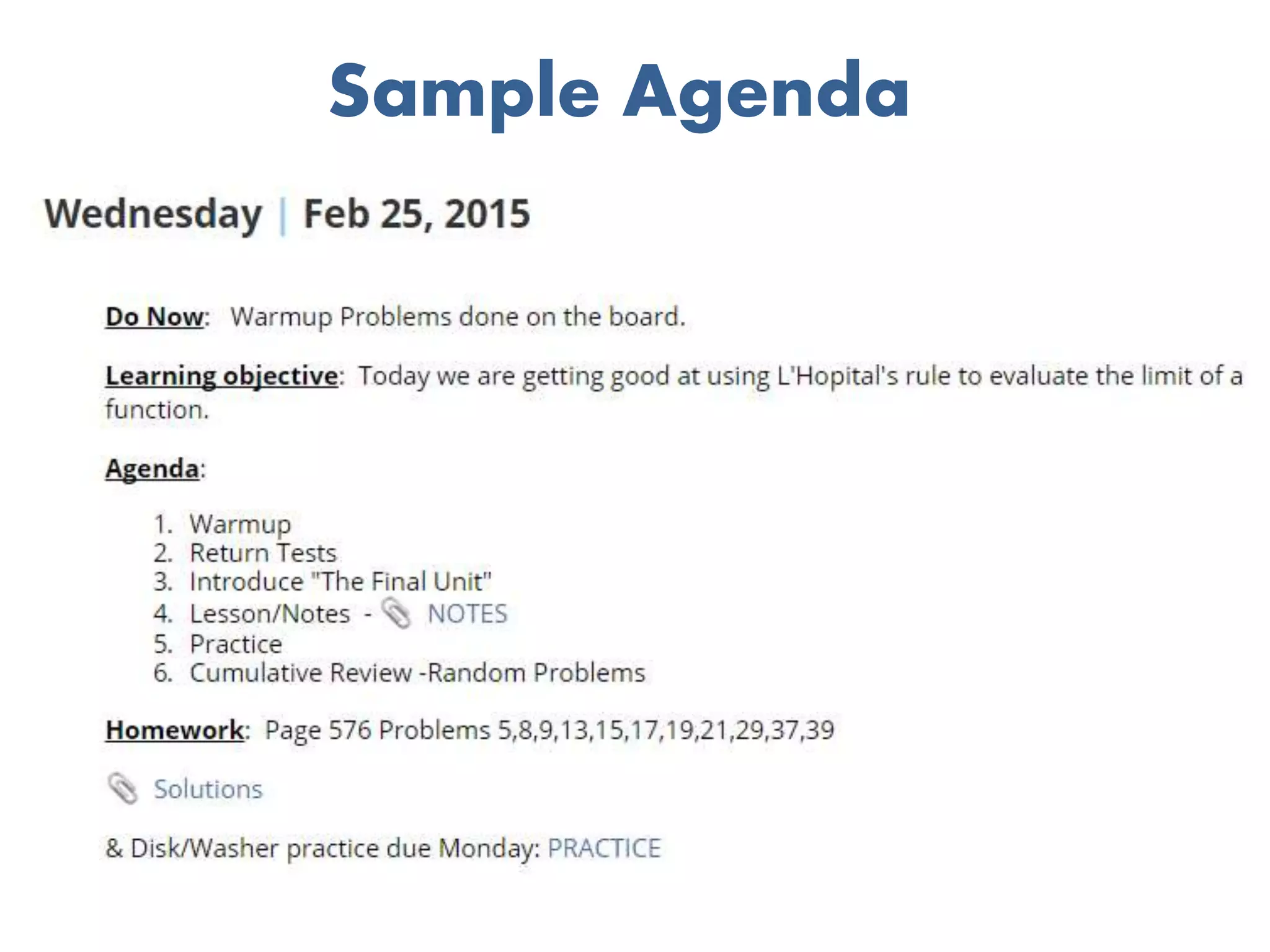 Sample Agenda
 