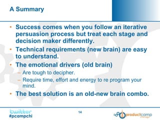 A Summary <ul><li>Success comes when you follow an iterative persuasion process but treat each stage and decision maker di...