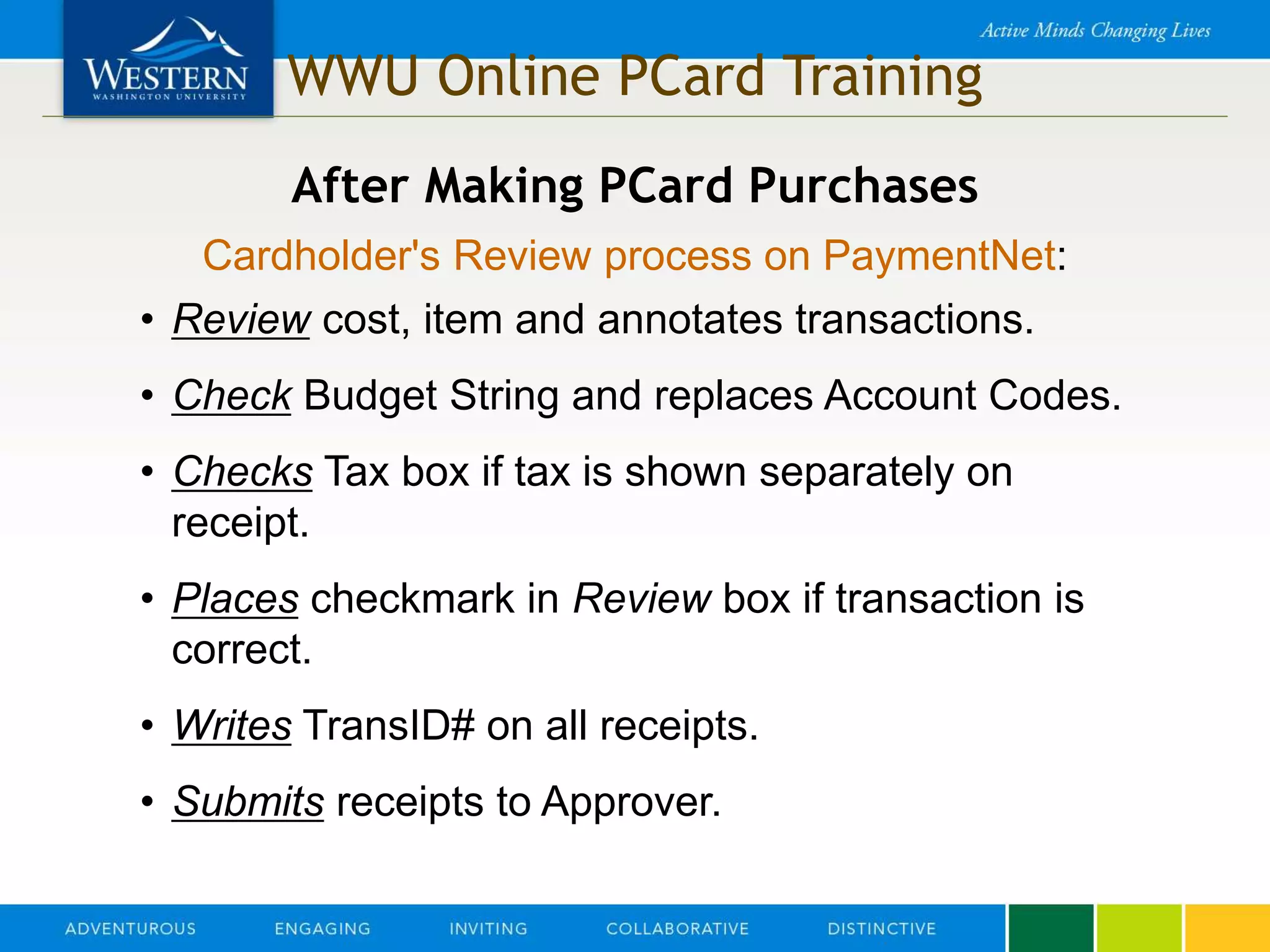 P Card Process Interview WWU PCard Training | PPTX